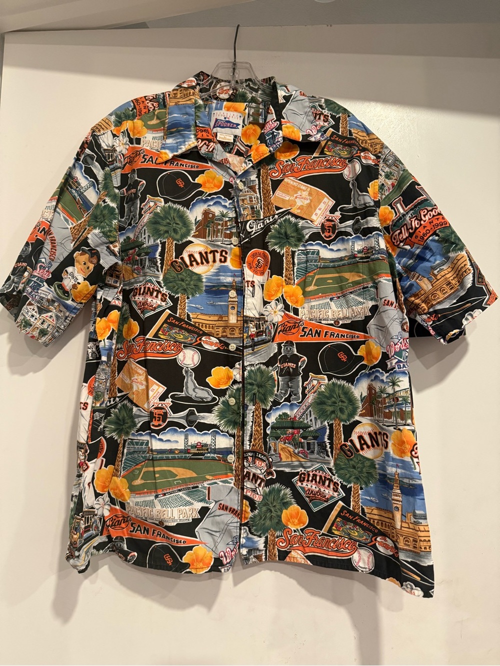 Vintage Reyn Spooner SF Giants Willie Mays Shirt L Cotton All Over Print MLB AOP